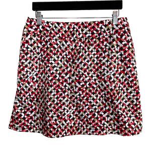 Tail White Label Skort Size 8 Geometric‎ Batik Print White Black Red